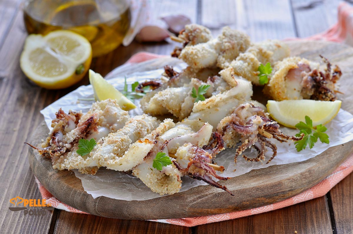 Spiedini di calamari al forno