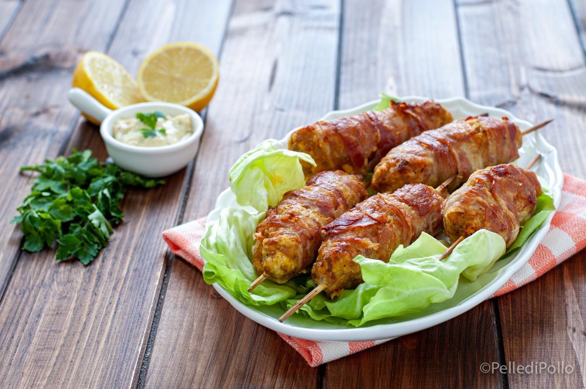 Spiedini di carne macinata e pancetta