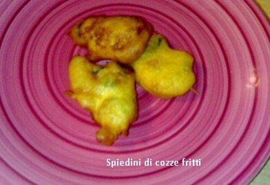 Spiedini di cozze fritti