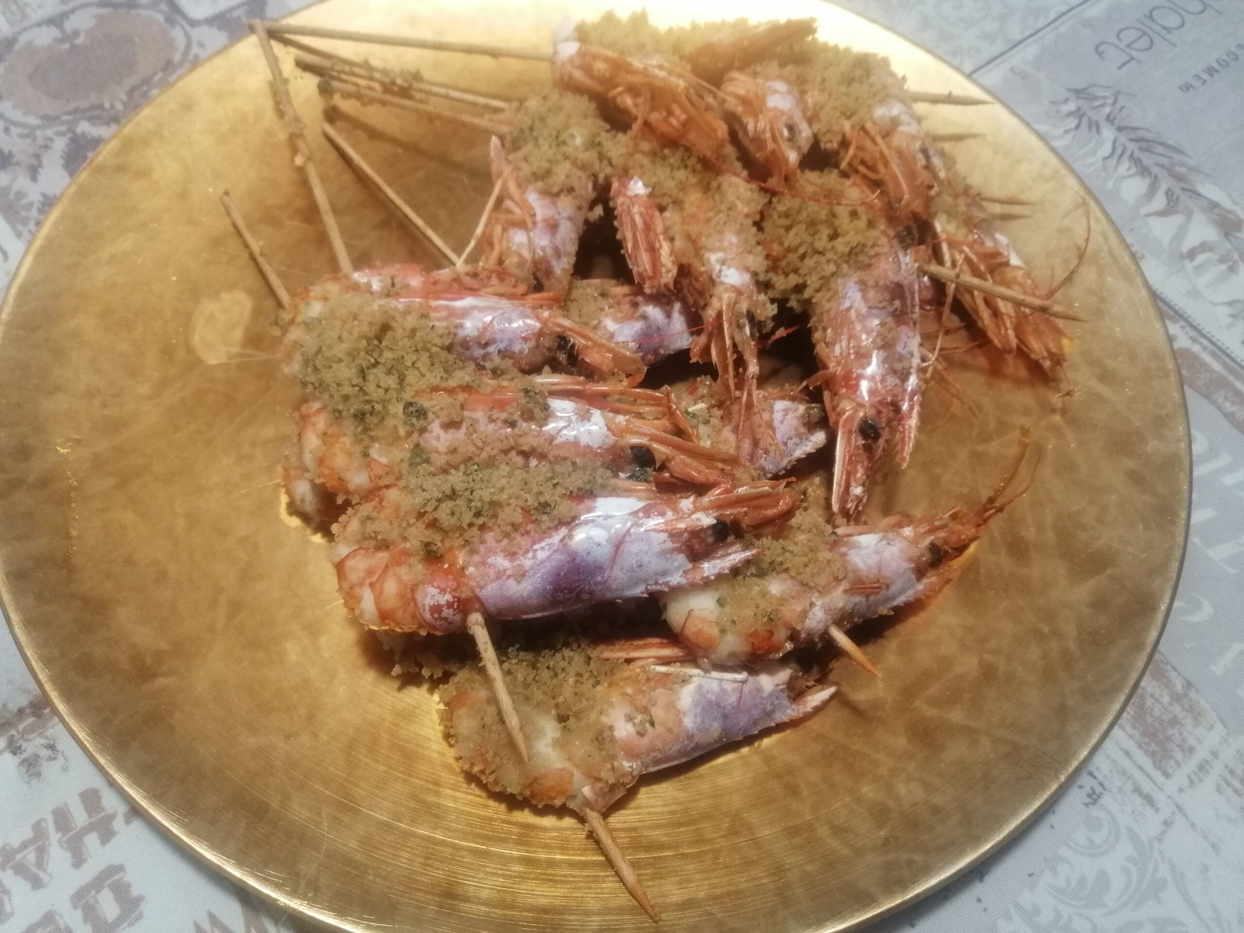 Spiedini di gamberoni al forno