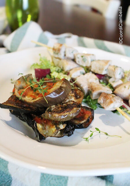 Spiedini di pesce spada con millefoglie di melanzane e il racconto di #galleriacirio