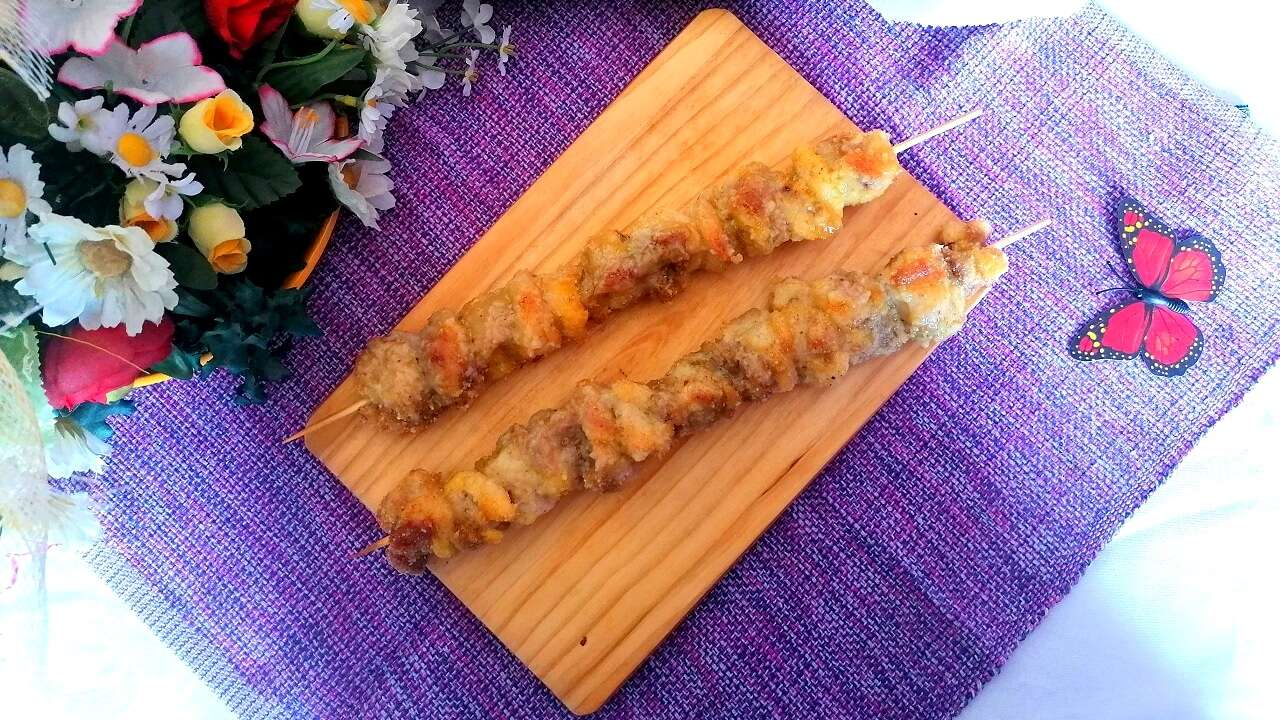 Spiedini di pollo aromatizzati, cotti in forno
