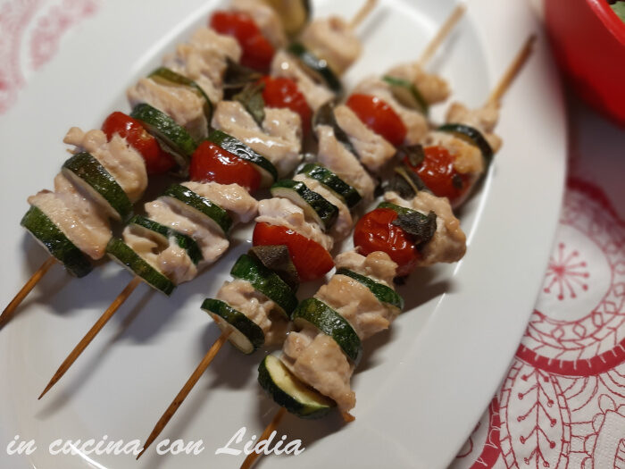 Spiedini di tacchino cotti al forno