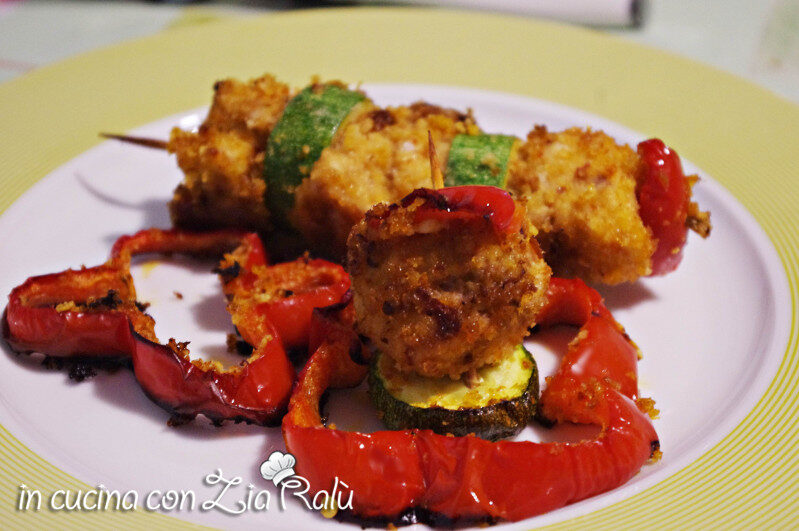 Spiedini di tacchino e verdure aromatizzati