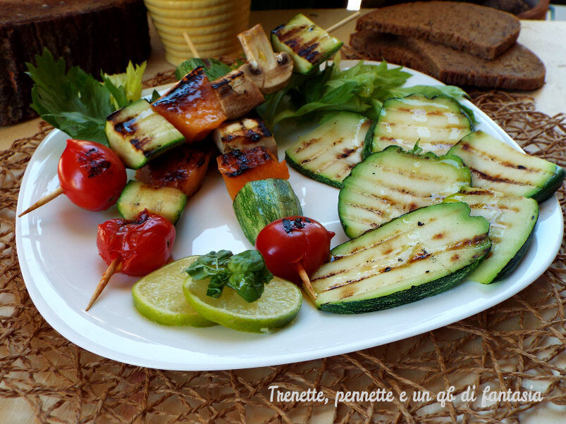 Spiedini di verdure miste e melone