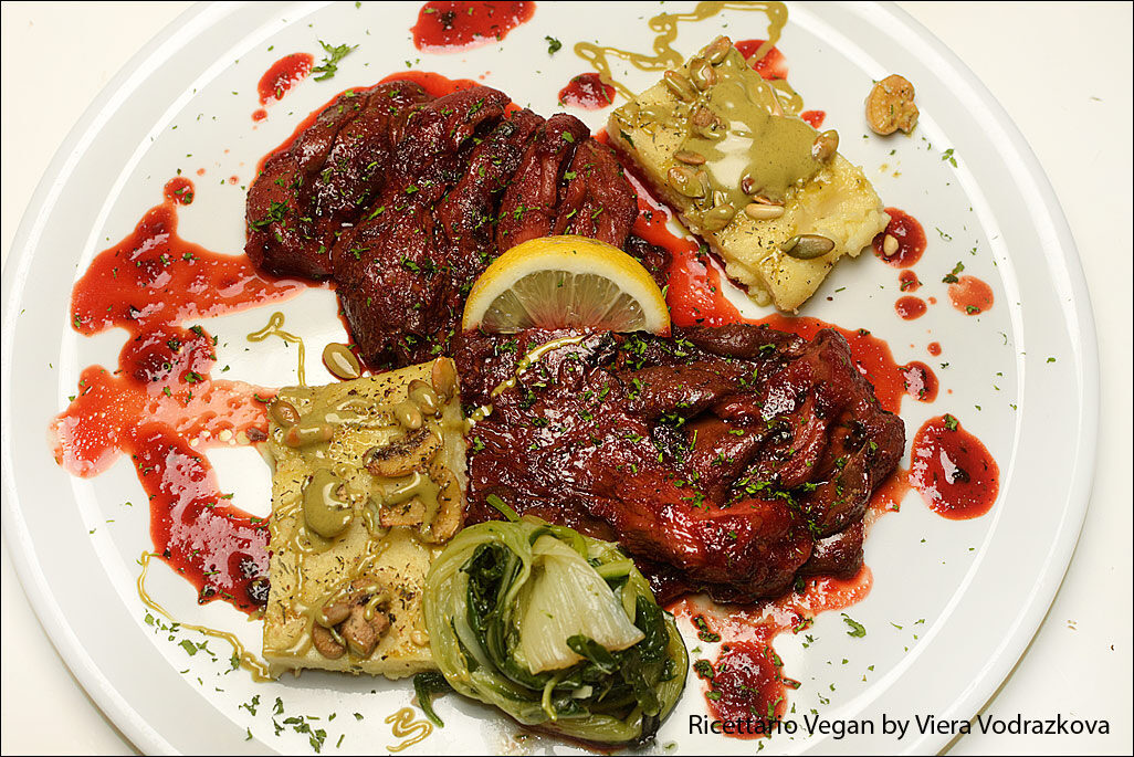 Steak di pleurotus al sangue di rapa rossa