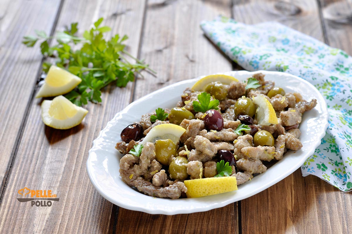 Straccetti di manzo alle olive e limone