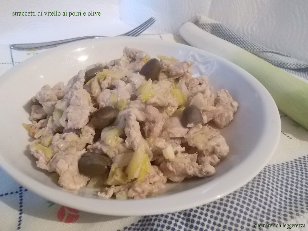 Straccetti di vitello ai porri e olive