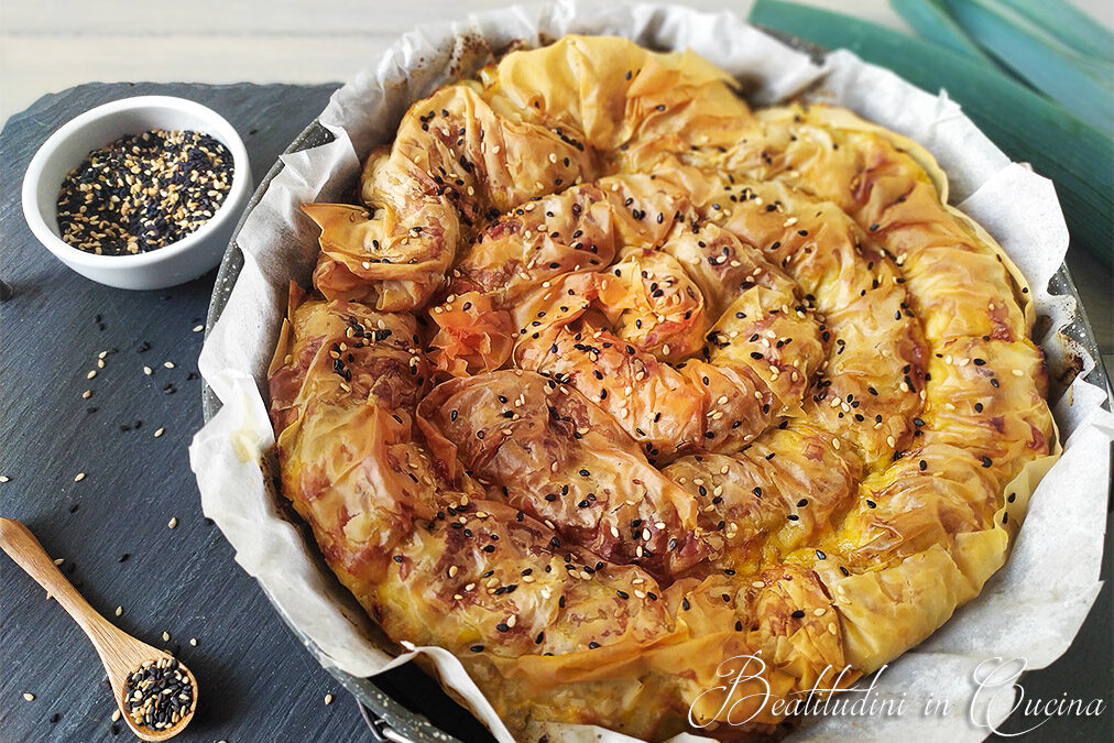 Strifti prasopita: pita con porri e feta