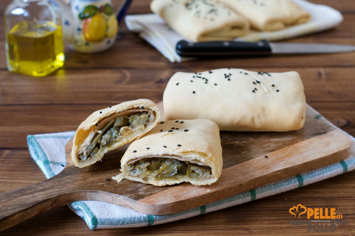 Strudel ai carciofi con pasta matta