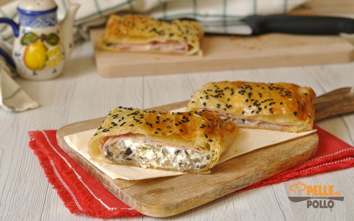 Strudel ai funghi pioppini e prosciutto cotto