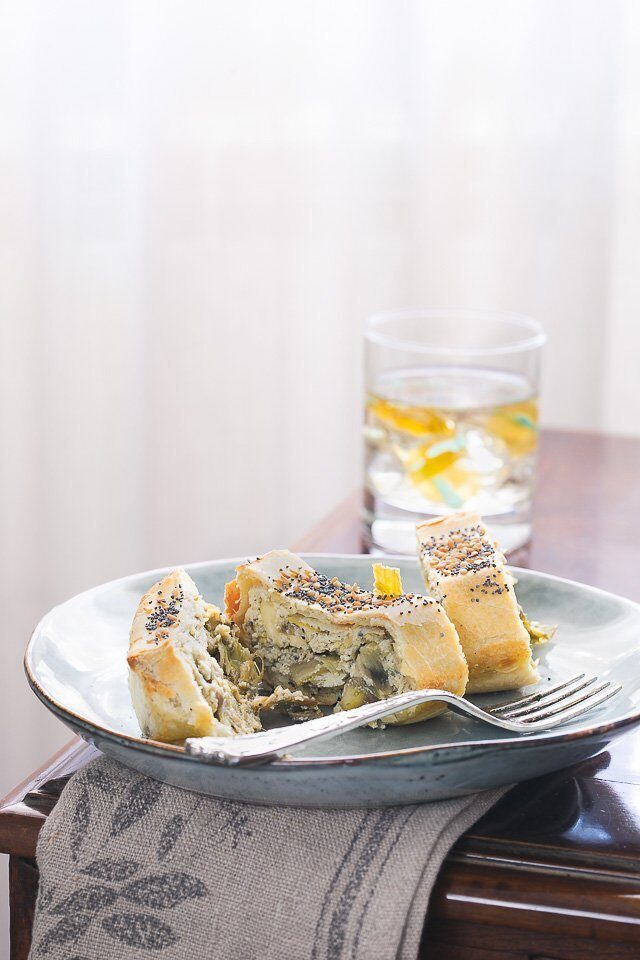 Strudel di carciofi e formaggio di fossa