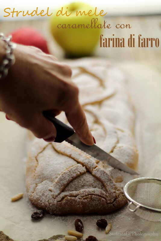 Strudel di mele caramellate con farina di farro