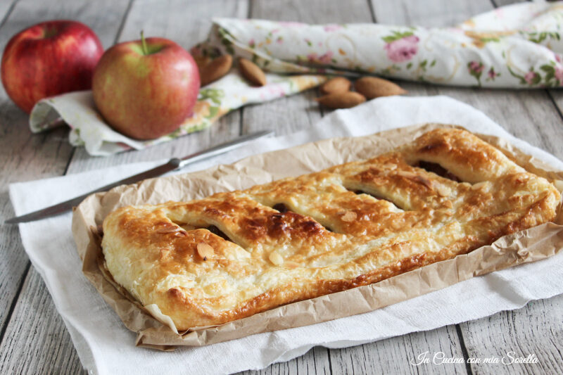 Strudel di mele e crema con pasta sfoglia