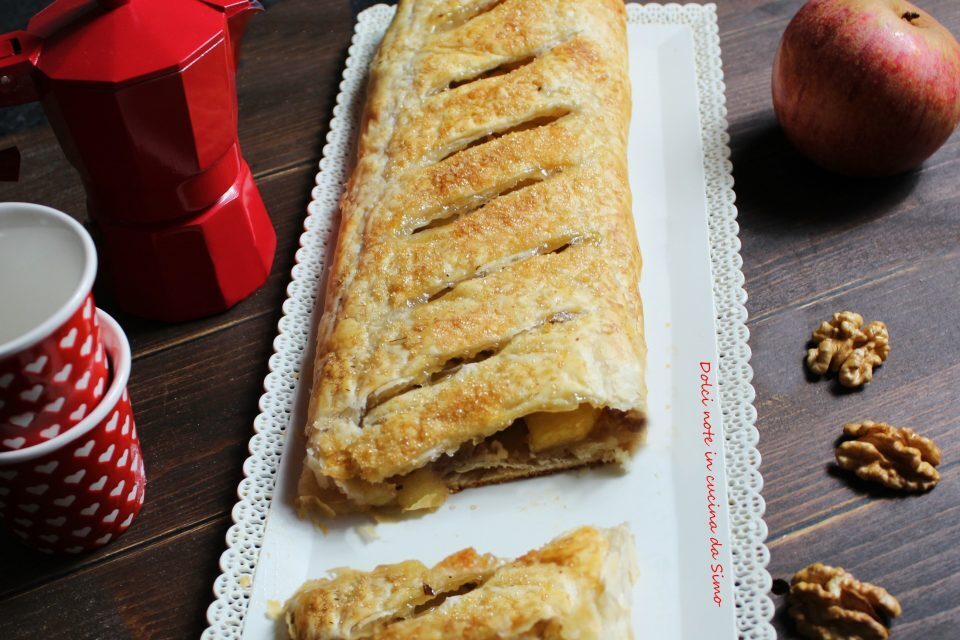 Strudel di sfoglia con mele marmellata e noci