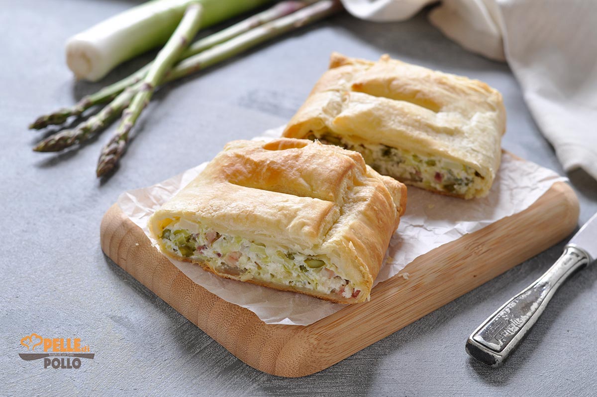 Strudel di sfoglia con porri e asparagi