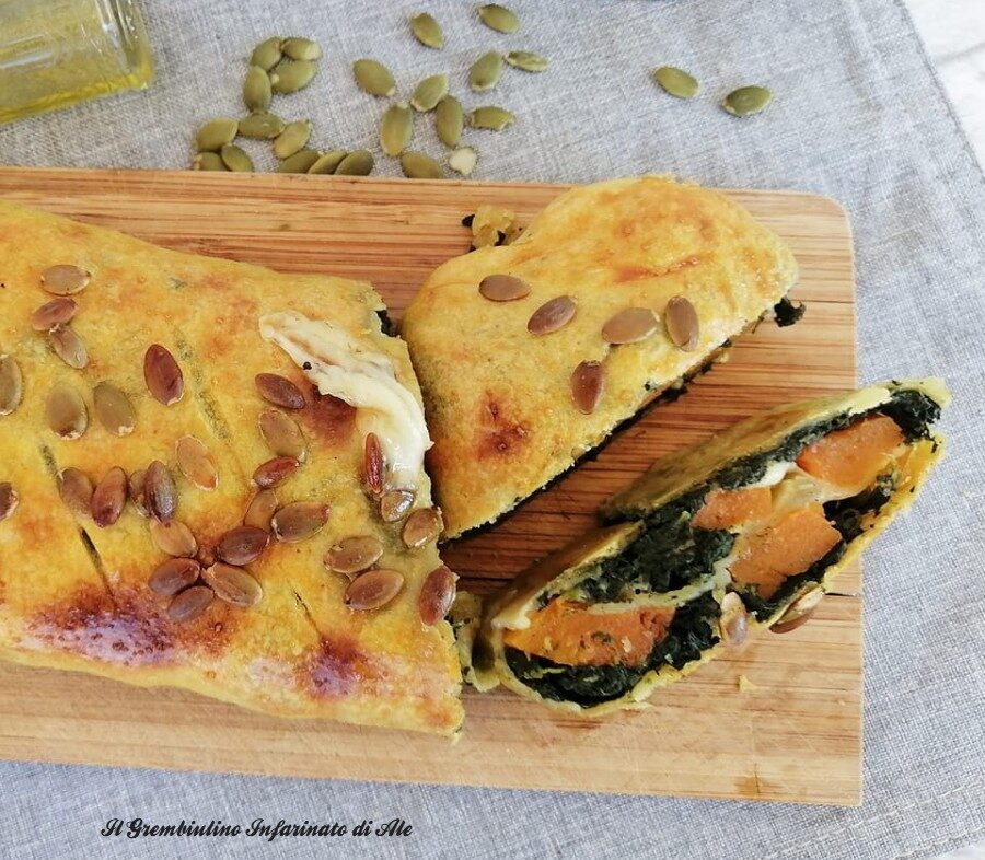 Strudel di spinaci zucca e provola.
