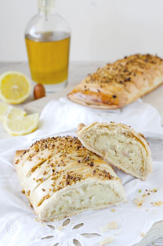 Strudel intrecciato di pasta brise con patate e tonno