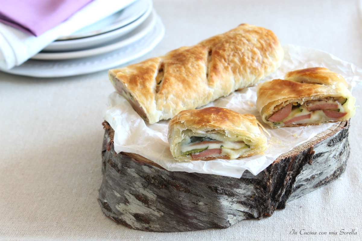 Strudel salato zucchine e wurstel