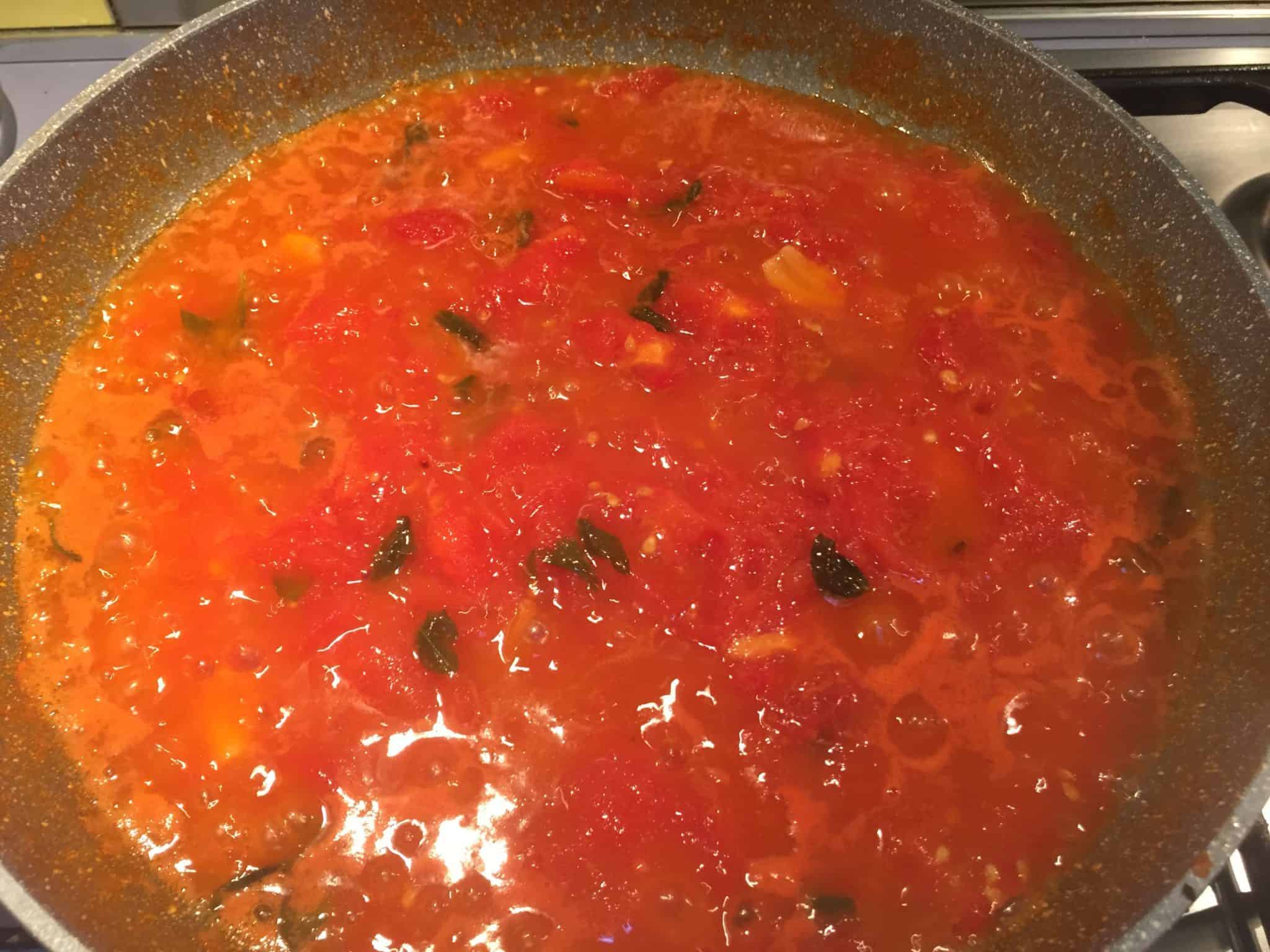 Sugo allegro di pomodoro fresco e basilico e una punta di zucchero