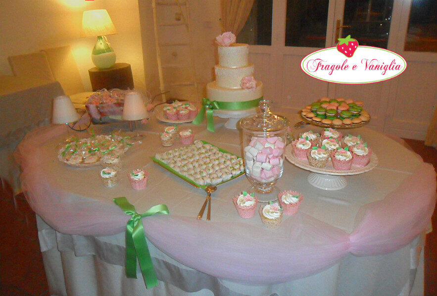 Sweet table verde e rosa