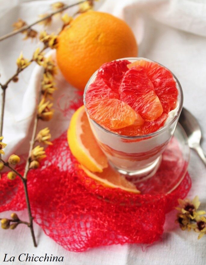 Syllabub con arancia, pompelmo rosa e moscato