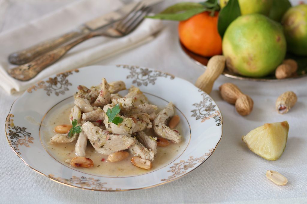 Tacchino al bergamotto e zenzero con arachidi tostate