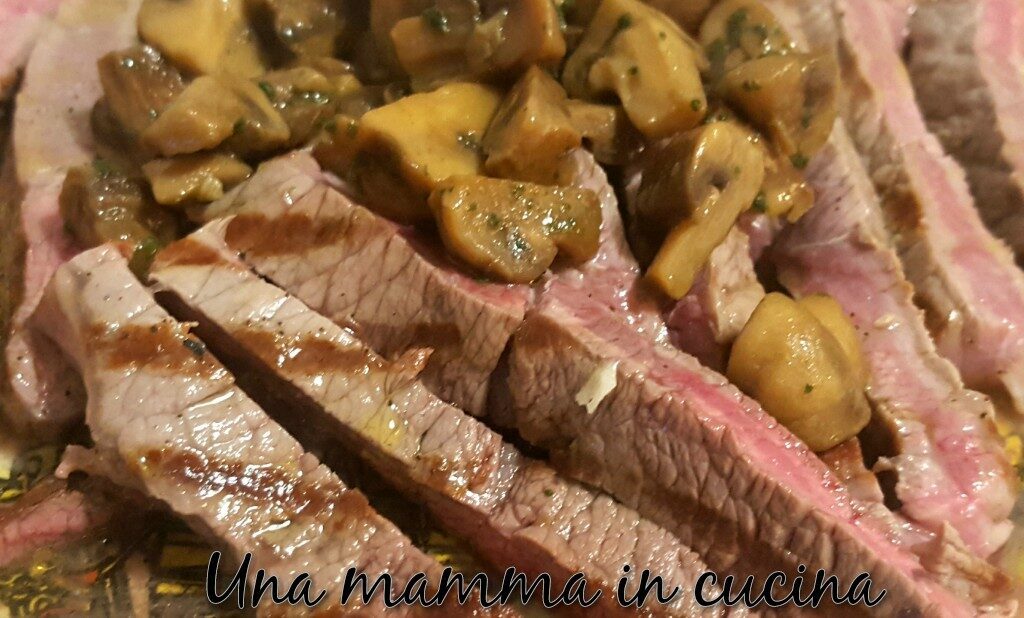 Tagliata di manzo con funghi trifolati