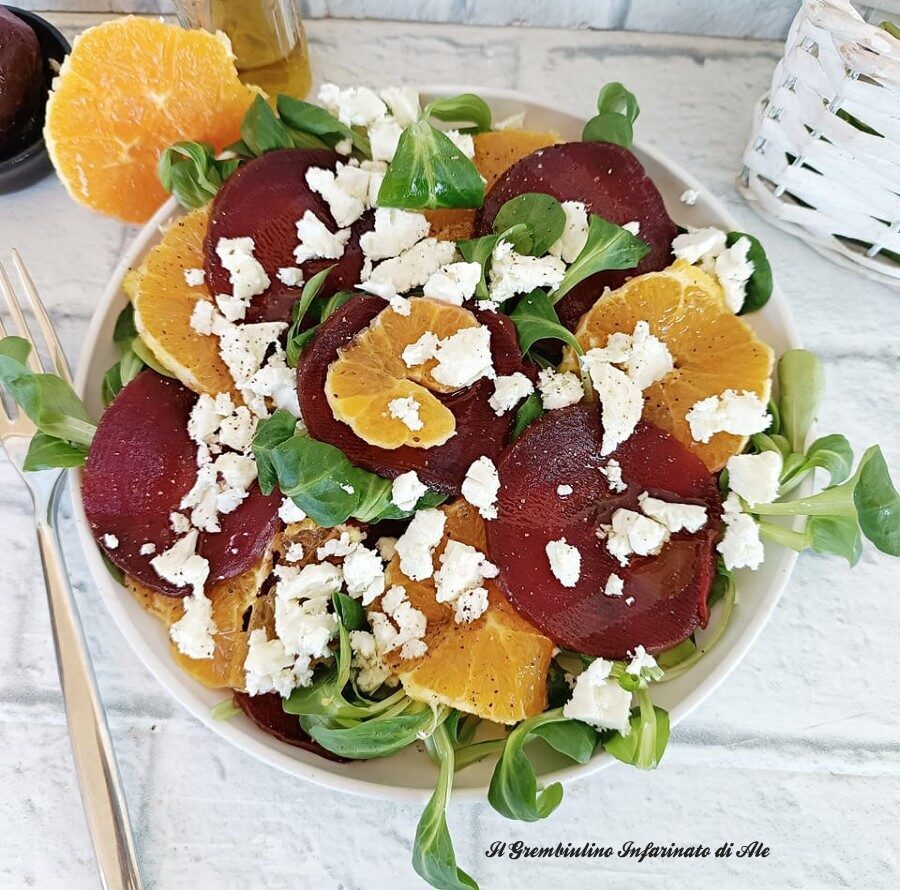 Tagliata di rapa rossa con arancia e feta greca