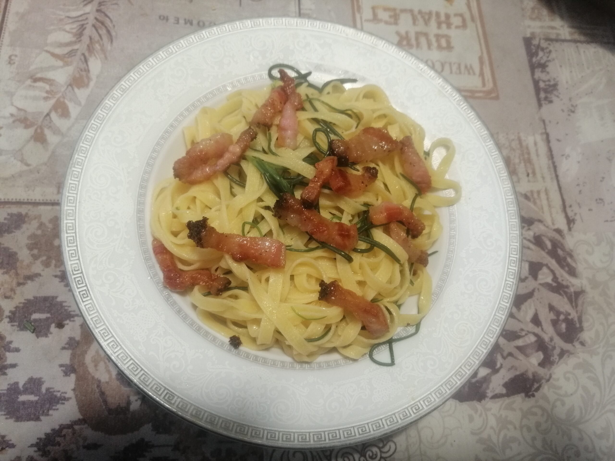 Tagliatelle a.o.p. con agretti e guanciale