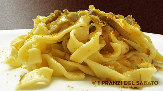 Tagliatelle con carciofi e bottarga