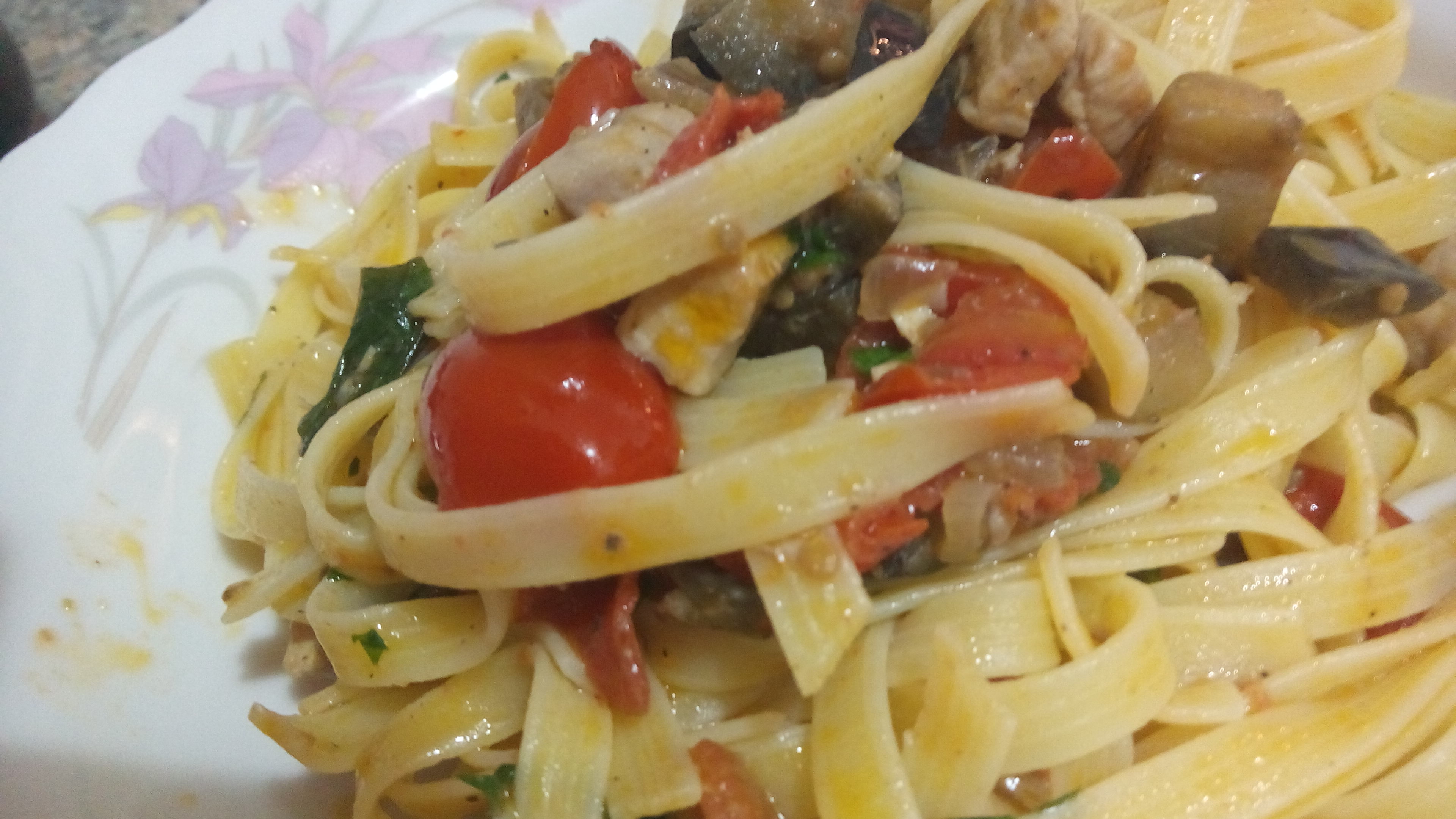 Tagliatelle melanzane e pesce spada