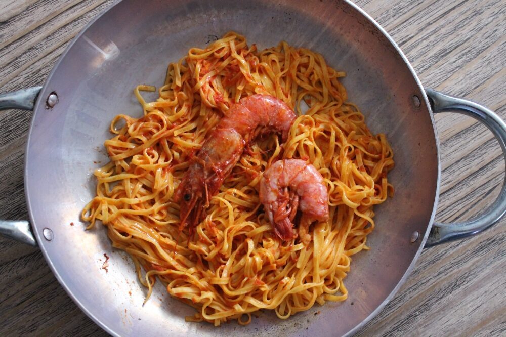 Tagliolini agli scampi aromatizzati con lo zenzero