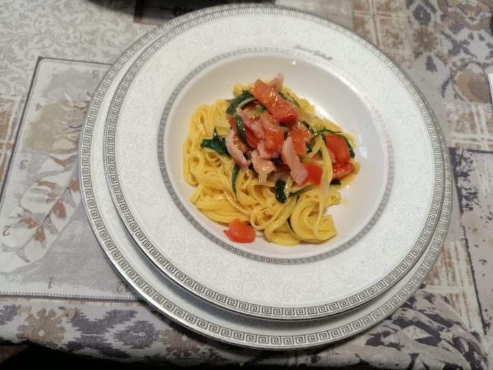 Tagliolini guanciale e stridoli