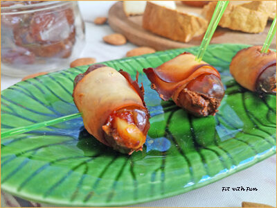 Tapas spagnole involtini di “bacon” e datteri ripieni