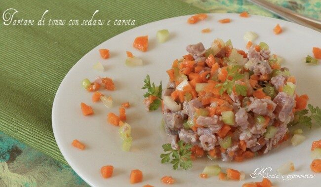 Tartare di tonno con sedano e carota