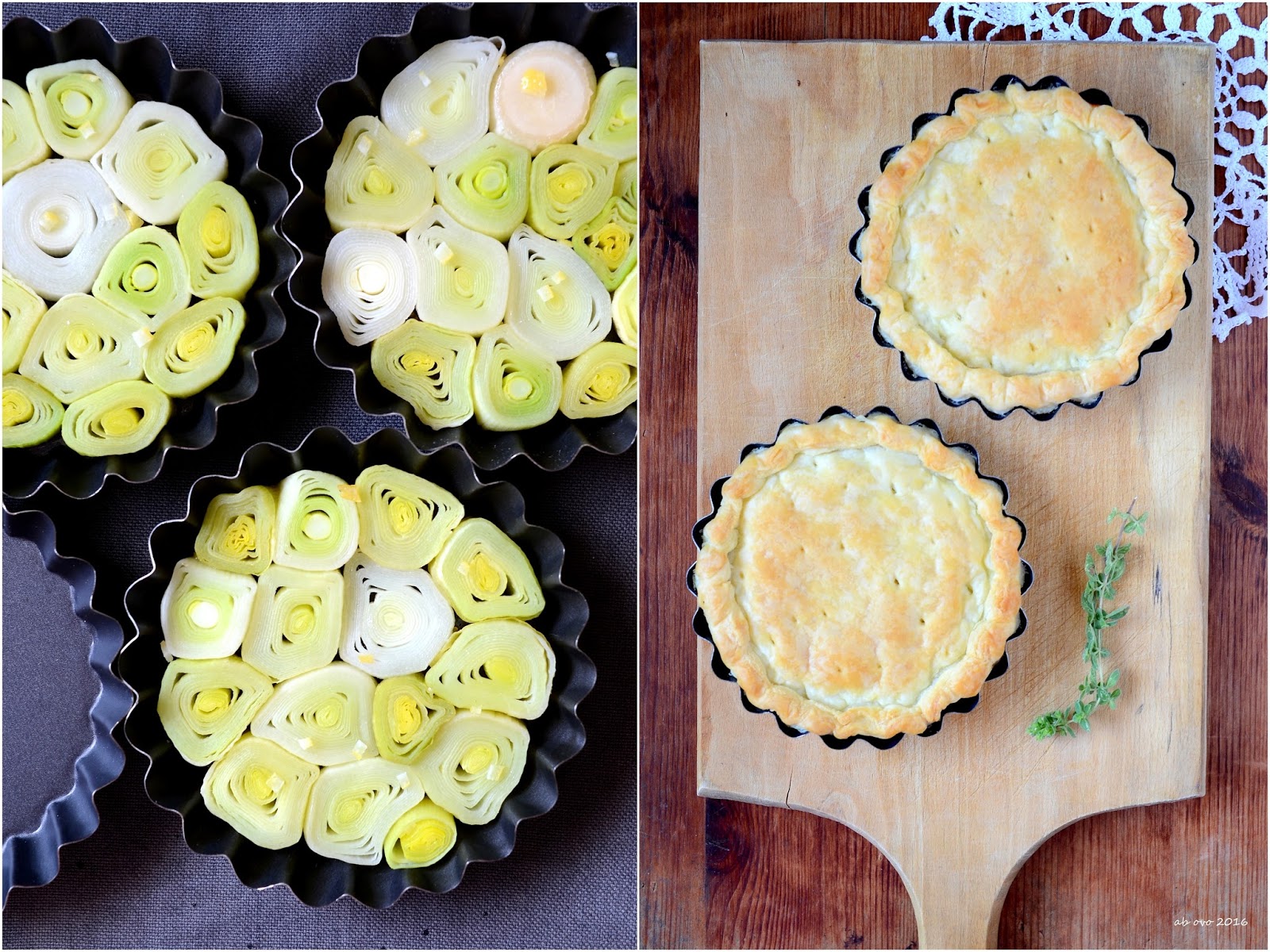 Tarte tatin di porri al limone con salsa allo yogurt greco