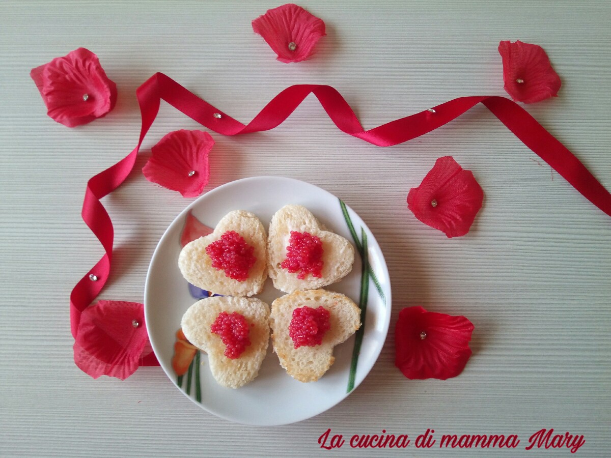 Tartine mon amour con uova di lompo