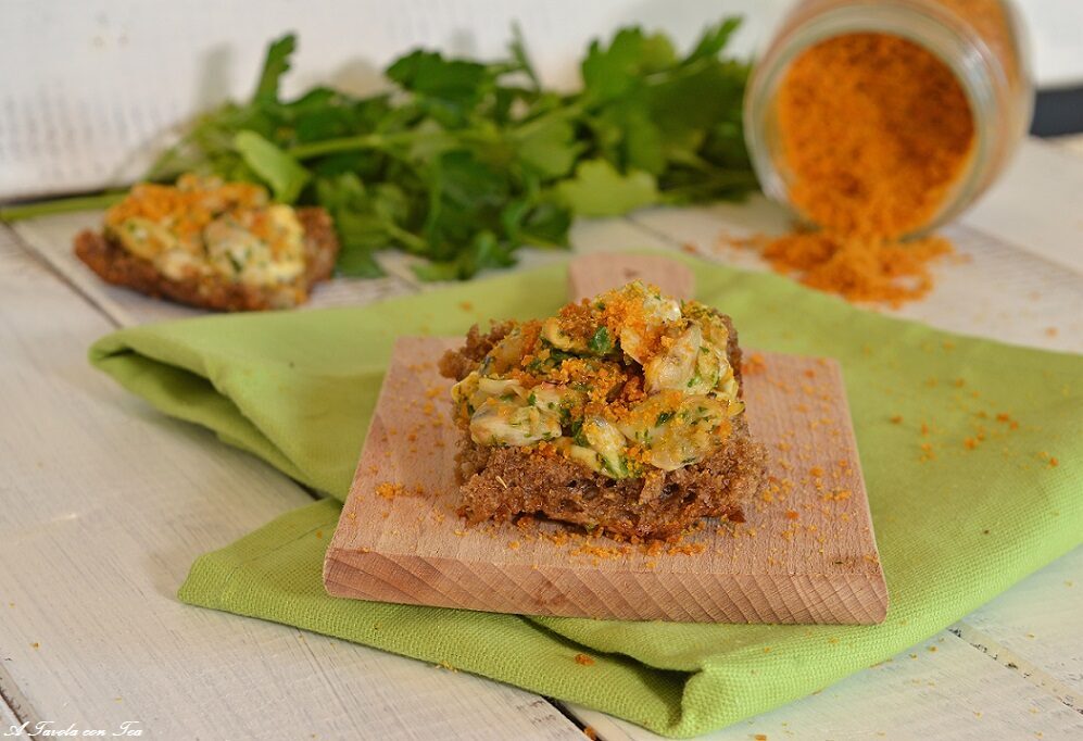 Tartine vongole e bottarga