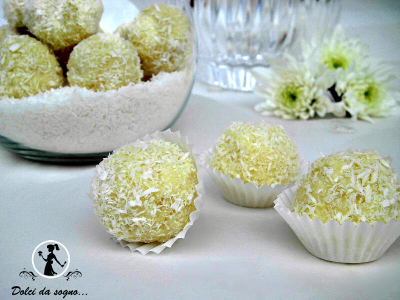 Tartufi al cioccolato bianco e cocco