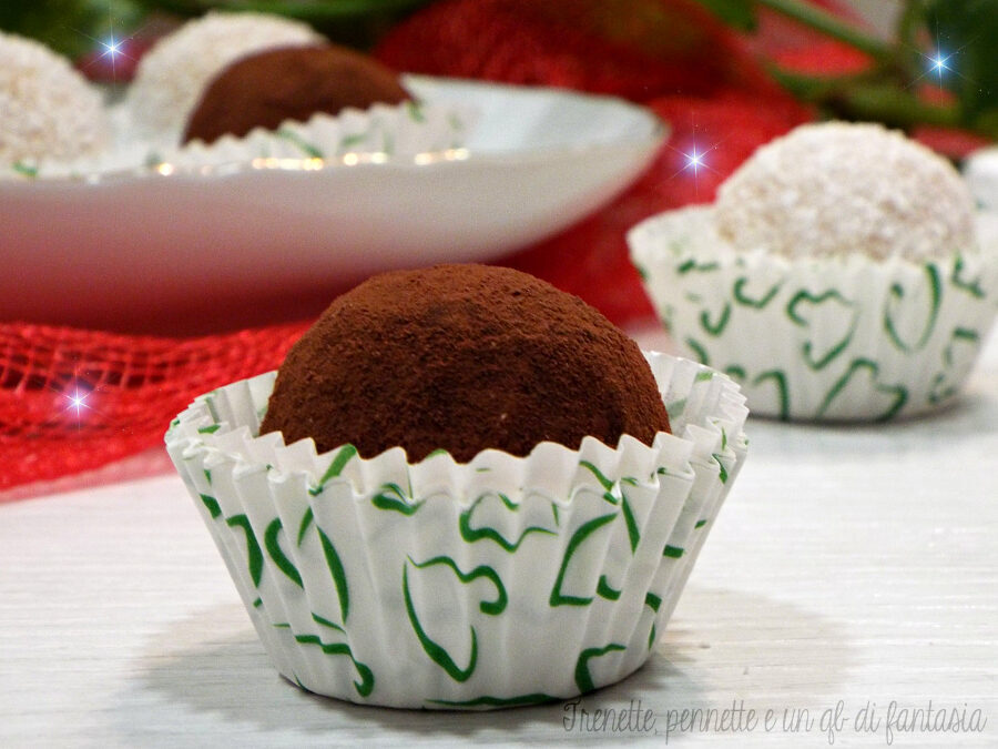 Tartufi alla ricotta con cocco e cacao