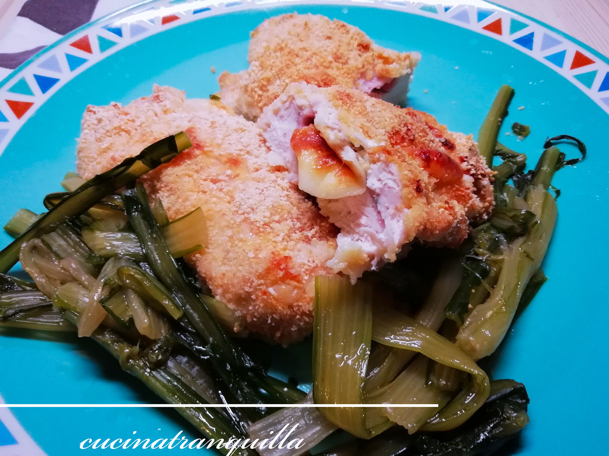 Tasca di pollo ripiena al forno