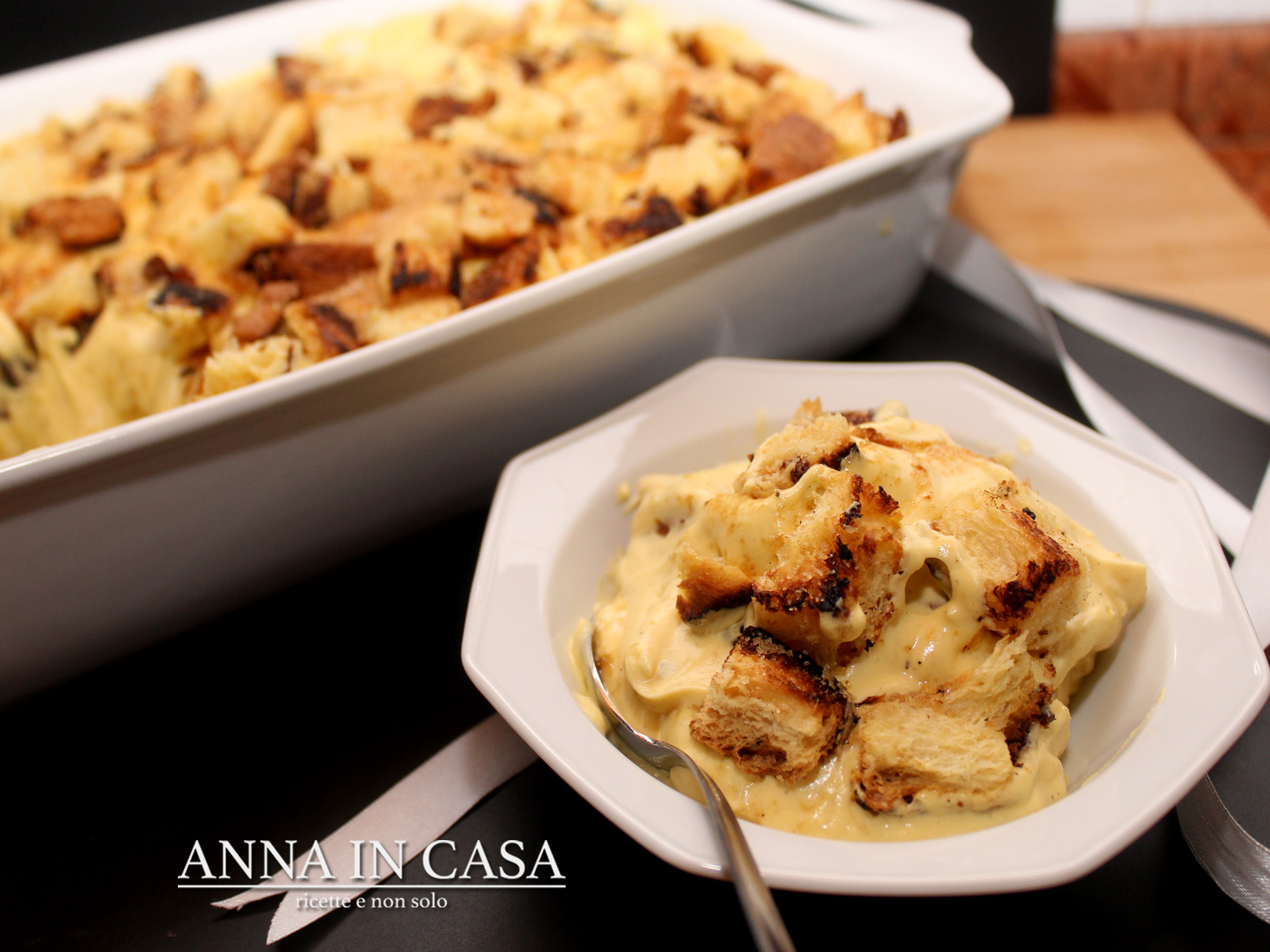 Teglia di pan brioche croccante e crema mascarpone
