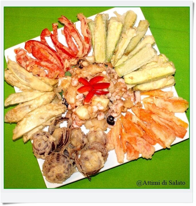 Tempura di pesce e verdure