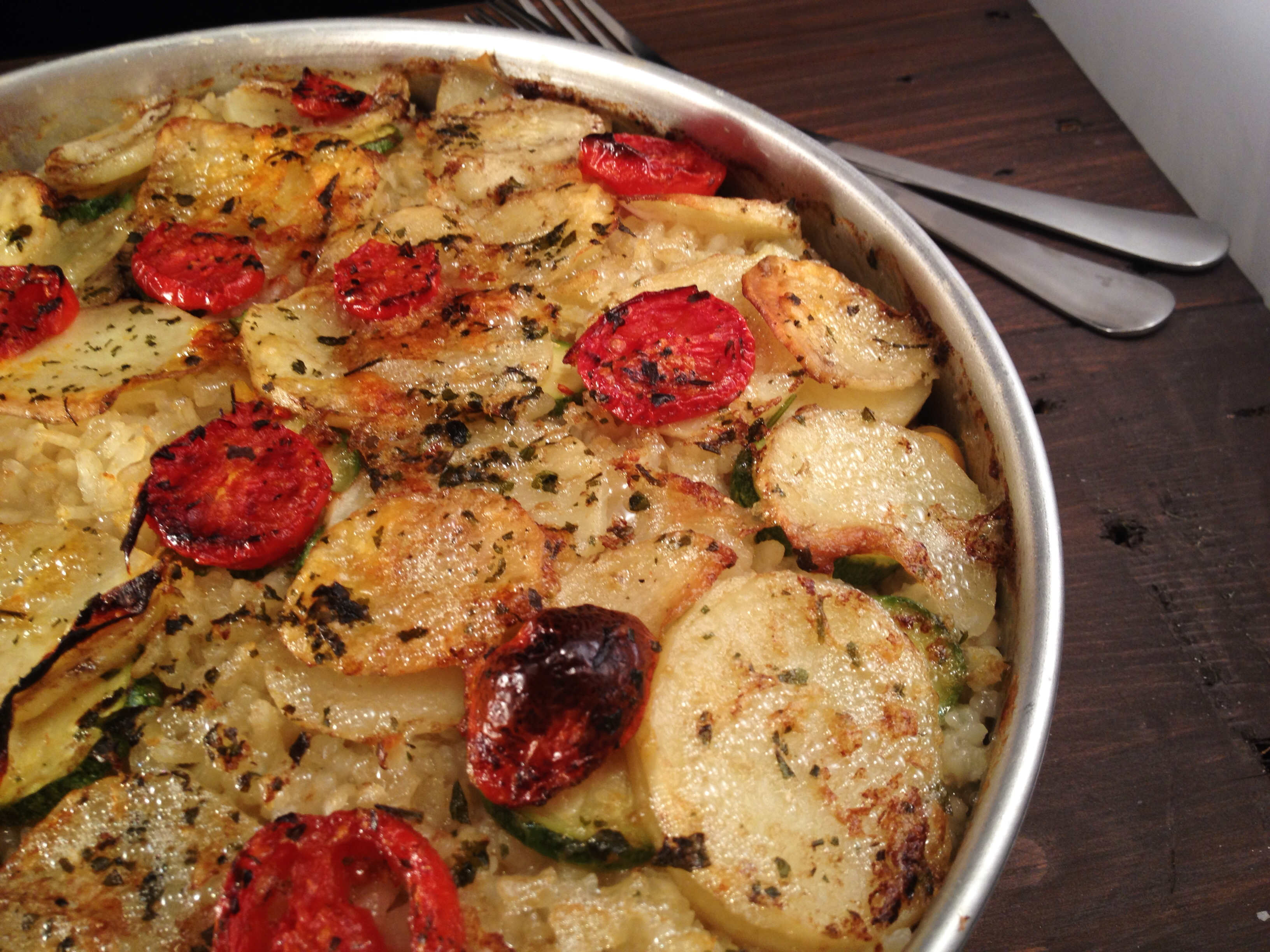 Tiella di riso, patate e cozze