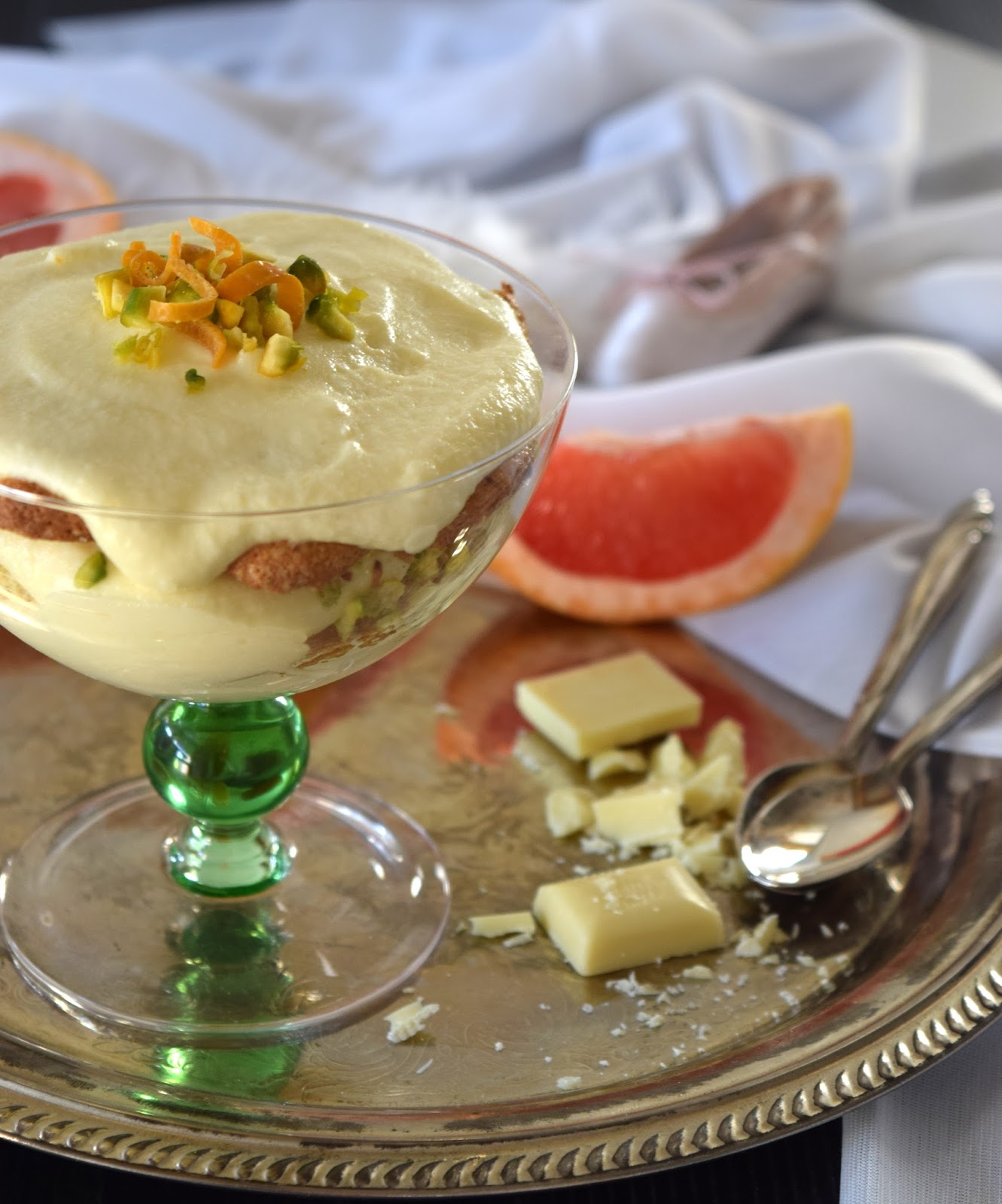 Tiramisù…en pointe per l’MTC n°61: pompelmo rosa, cioccolato bianco e pistacchi