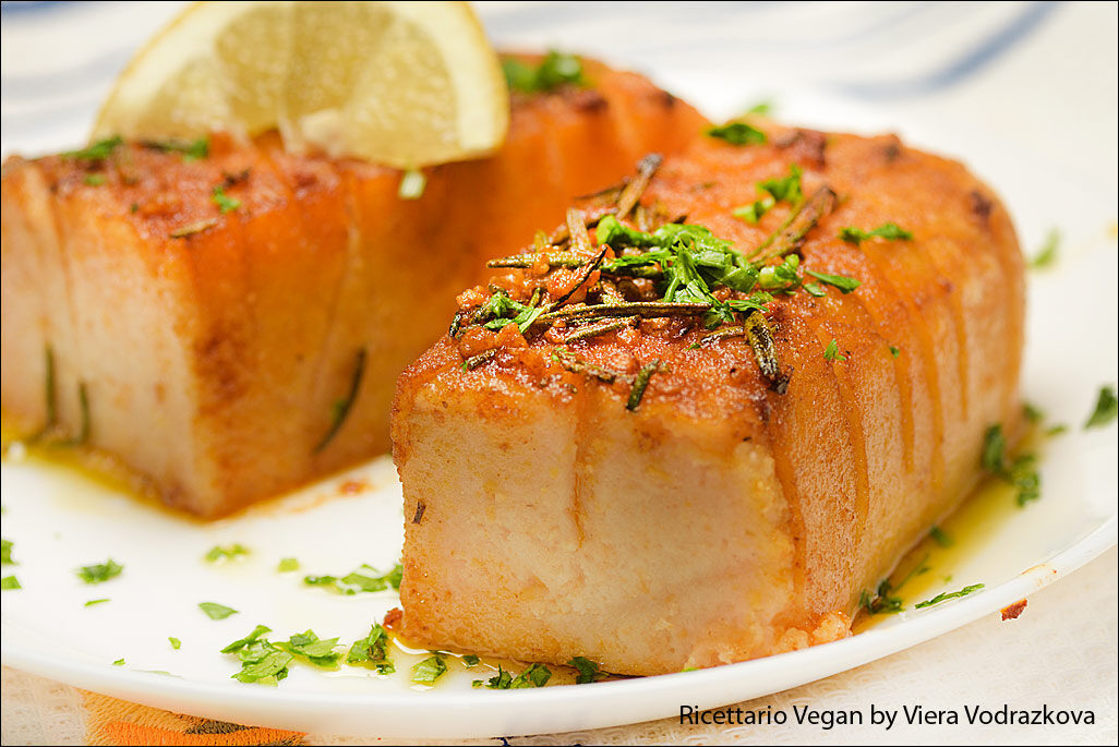 Tofu di lenticchie in friggitrice ad aria
