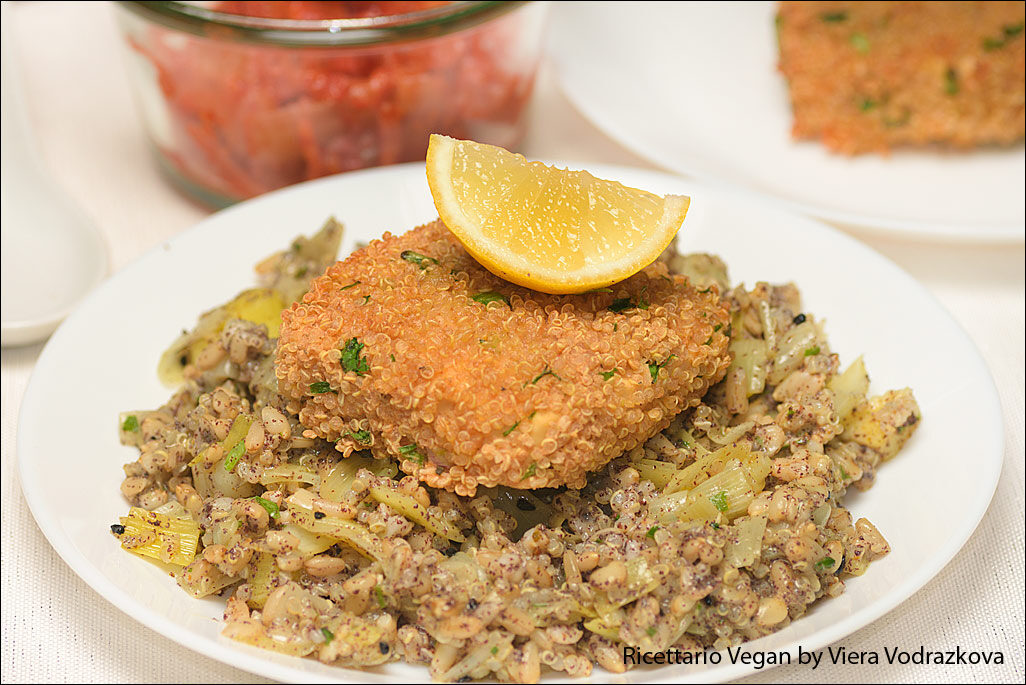 Tofu in crosta di quinoa croccante in friggitrice ad aria
