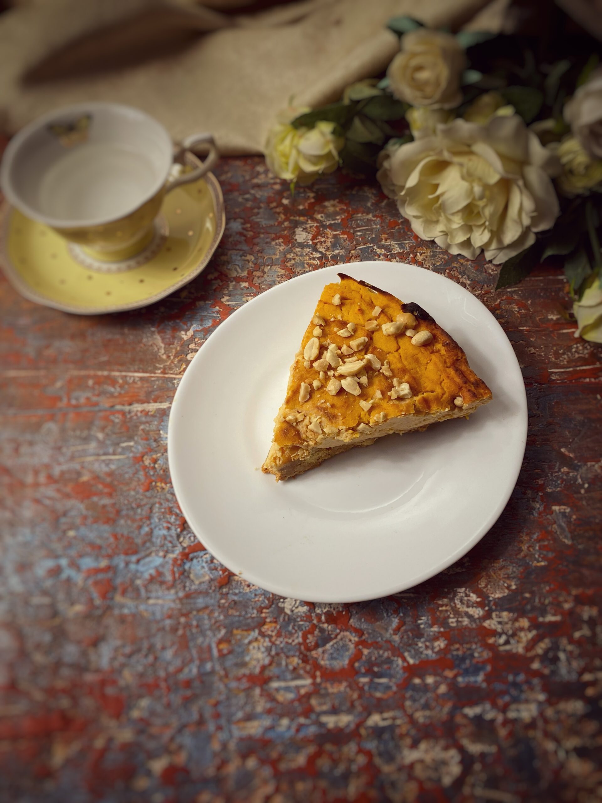 Tofucake con patate dolci e burro di arachidi
