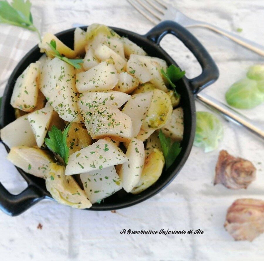 Topinambur con cavolini in padella